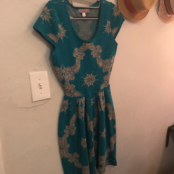 Turquoise sweater dress with snowflake design - Picture 3 of 4